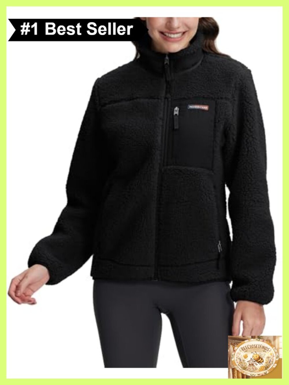 Women's Fuzzy Fleece Jacket Full Zip Stand Collar Coat Pockets